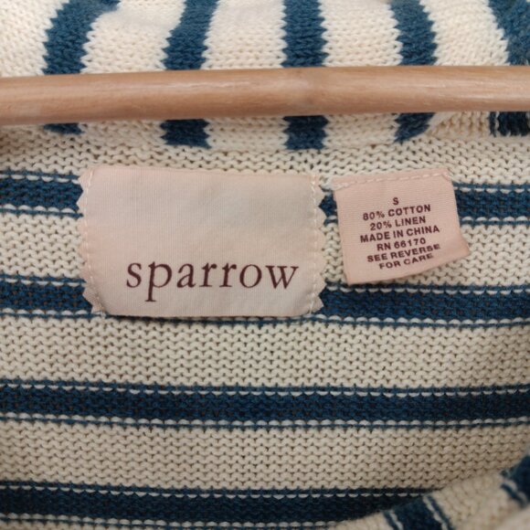 Sparrow Sleeveless Knit Linen Cotton Asymmetrical Small Striped Bateau Neckline - Picture 3 of 6